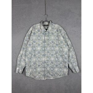 Stetson Shirt Mens 2XL Blue Green Paisley Western Long Sleeve Pearl Snap Cotton